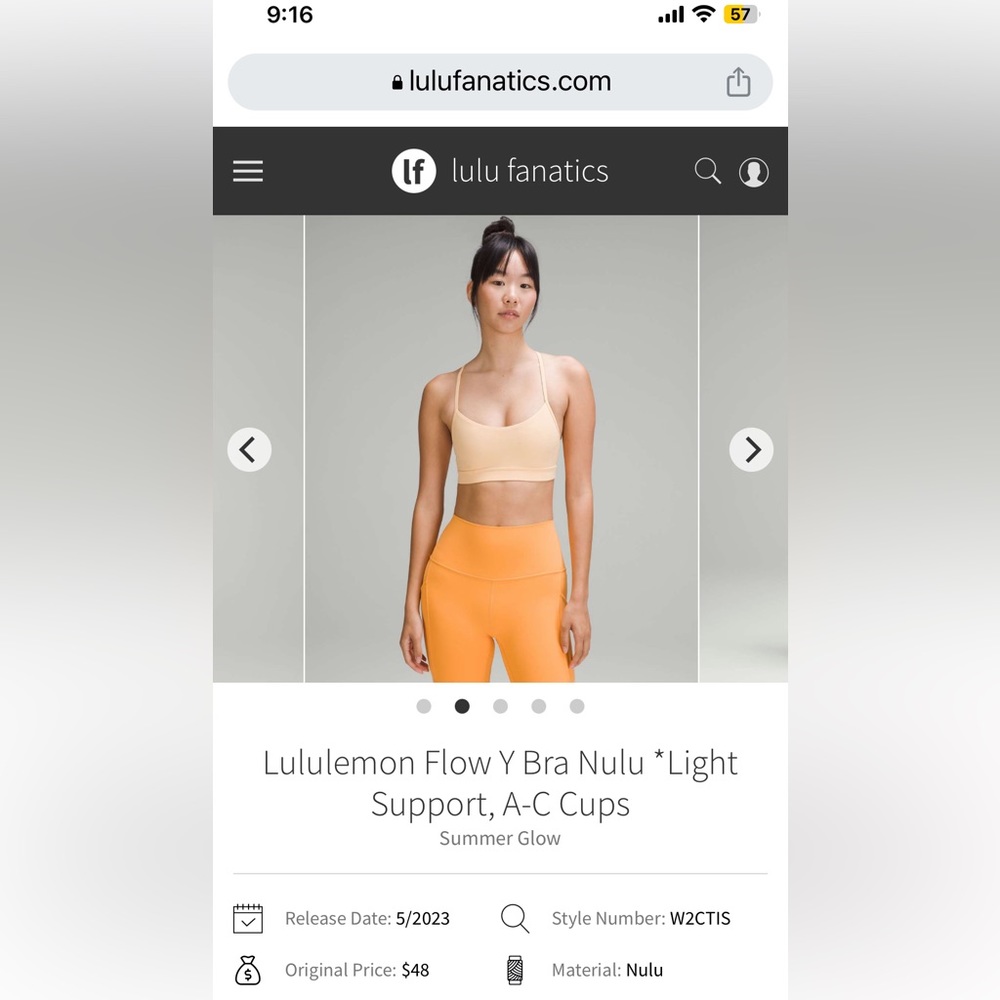 Lululemon Nulu Sports Bra / Summer Glow / Size 4